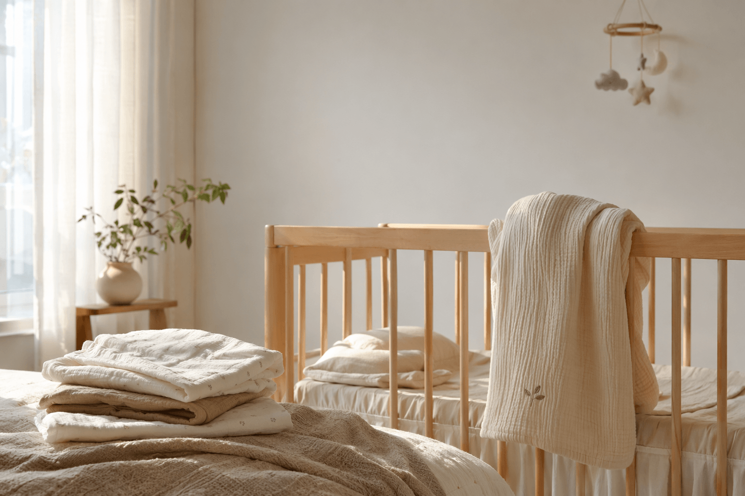 Washed cotton essentials in calm tones, inspired by the needs of real family routines